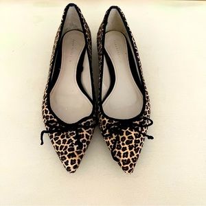 ZARA pony hair leopard print ballet flats 38